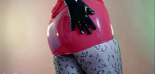  Latex gloves fetish video, lace black pantyhose, rubber skirt, sexy milf Arya Grander